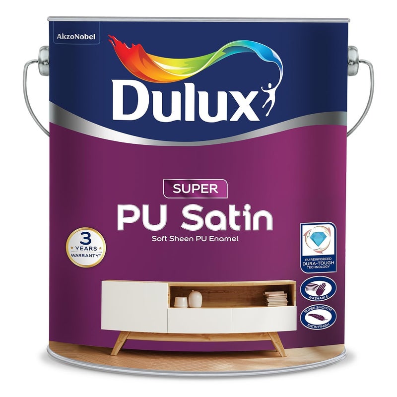 Dulux Super PU Satin White Enamel Paint Solvent Based | Premium Soft-Sheen Finish For wooden, metal, & masonry surfaces| Washable, quick drying, and stain resistance, 3 Yr. Warranty - White - 1 Ltr - Image 3