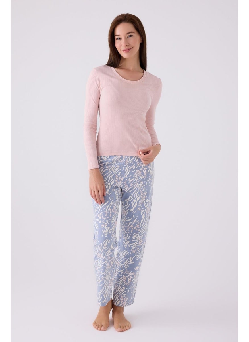 Women's Pink Round Neck Long Sleeve Pajama Set - pzsku/ZB1B268BACA4B089F2B94Z/45/_/1740075715/ca288d6a-b69b-434a-b9fe-de0deaed2759