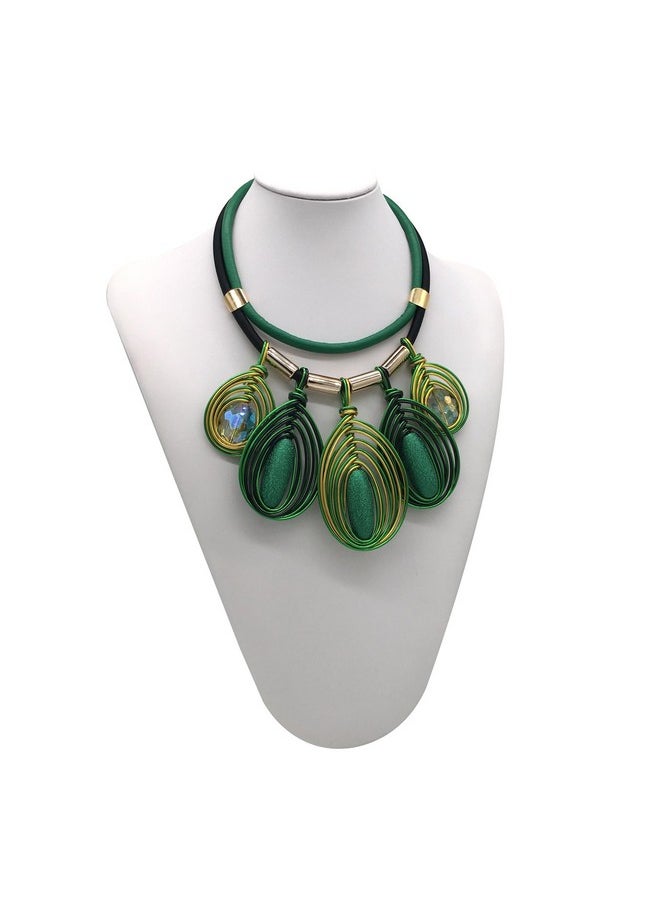 Chunky African Jewelry Statement Necklace For Women Tribal Fashion Costume Earring Set Unique Rhinestone Crystal Gold Wire Wrapped Big Wood Pendent Collar Choker Bib Handmade (Green) - pzsku/ZB1B27559A520F6EBBE57Z/45/_/1735816686/8bae6af8-41ea-4612-87b9-db00f86e1483