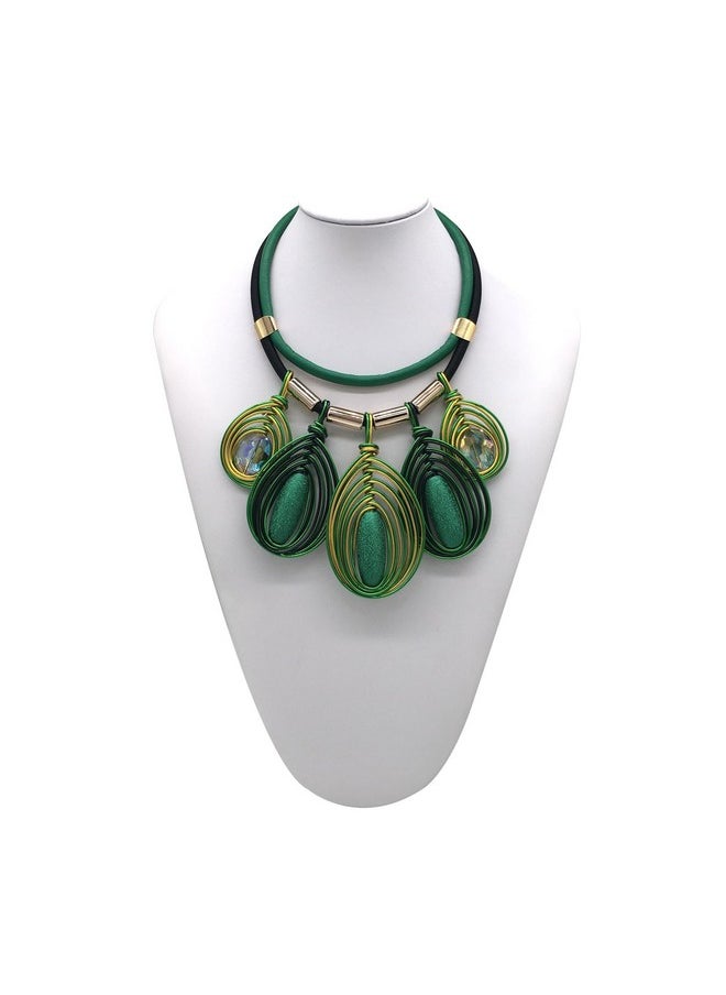 Chunky African Jewelry Statement Necklace For Women Tribal Fashion Costume Earring Set Unique Rhinestone Crystal Gold Wire Wrapped Big Wood Pendent Collar Choker Bib Handmade (Green) - pzsku/ZB1B27559A520F6EBBE57Z/45/_/1735816687/14a10a0c-6b5f-457a-86ed-84f591050ccc