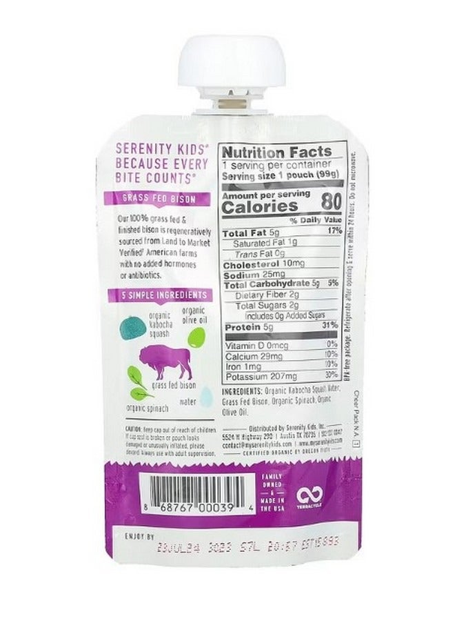SERENITY KIDS Bison with Organic Kabocha Squash and Spinach 6 Months 3.5 oz 99 g - Image 2