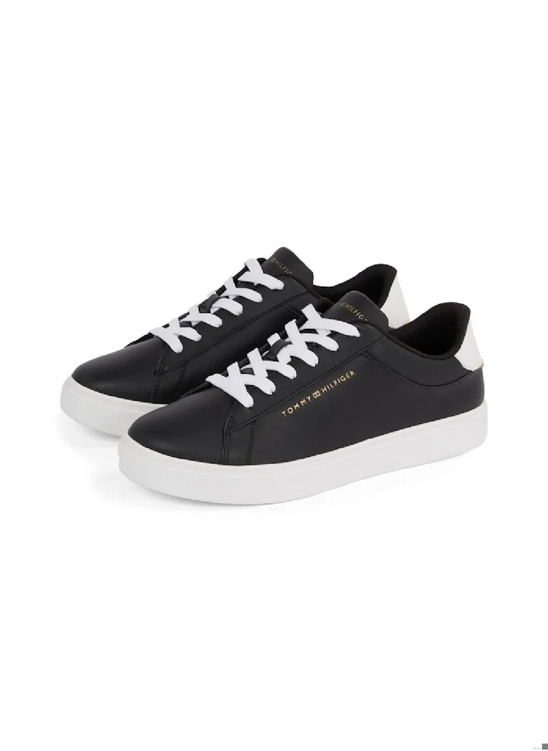 TOMMY HILFIGER Women's Essential Court Trainers - Leather, Black