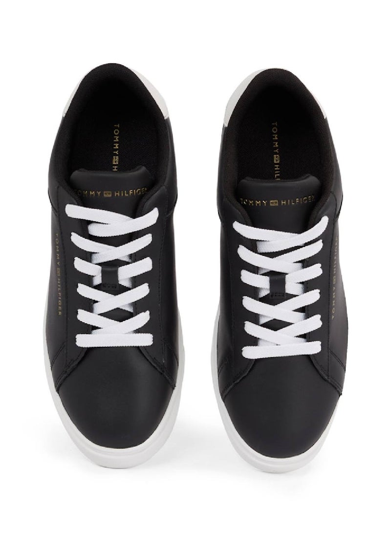TOMMY HILFIGER Women's Essential Court Trainers - Leather, Black  - Image 4