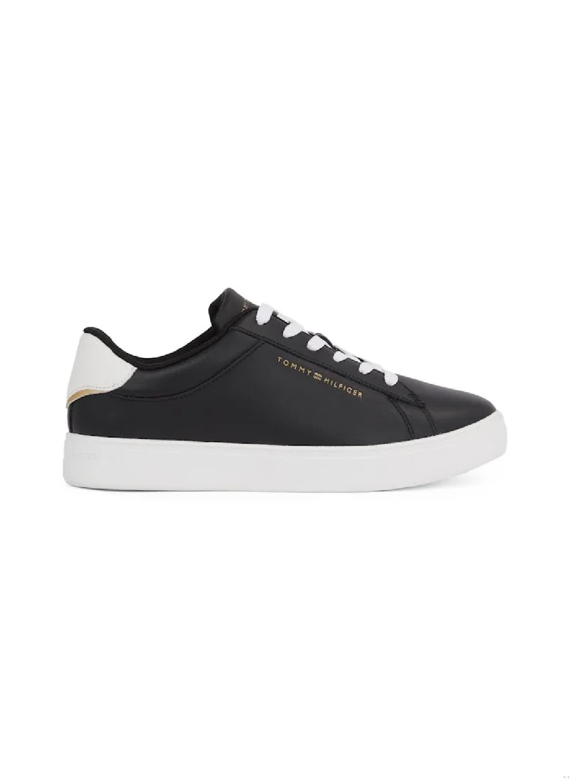 TOMMY HILFIGER Women's Essential Court Trainers - Leather, Black