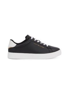 TOMMY HILFIGER Women's Essential Court Trainers - Leather, Black  - Image 1