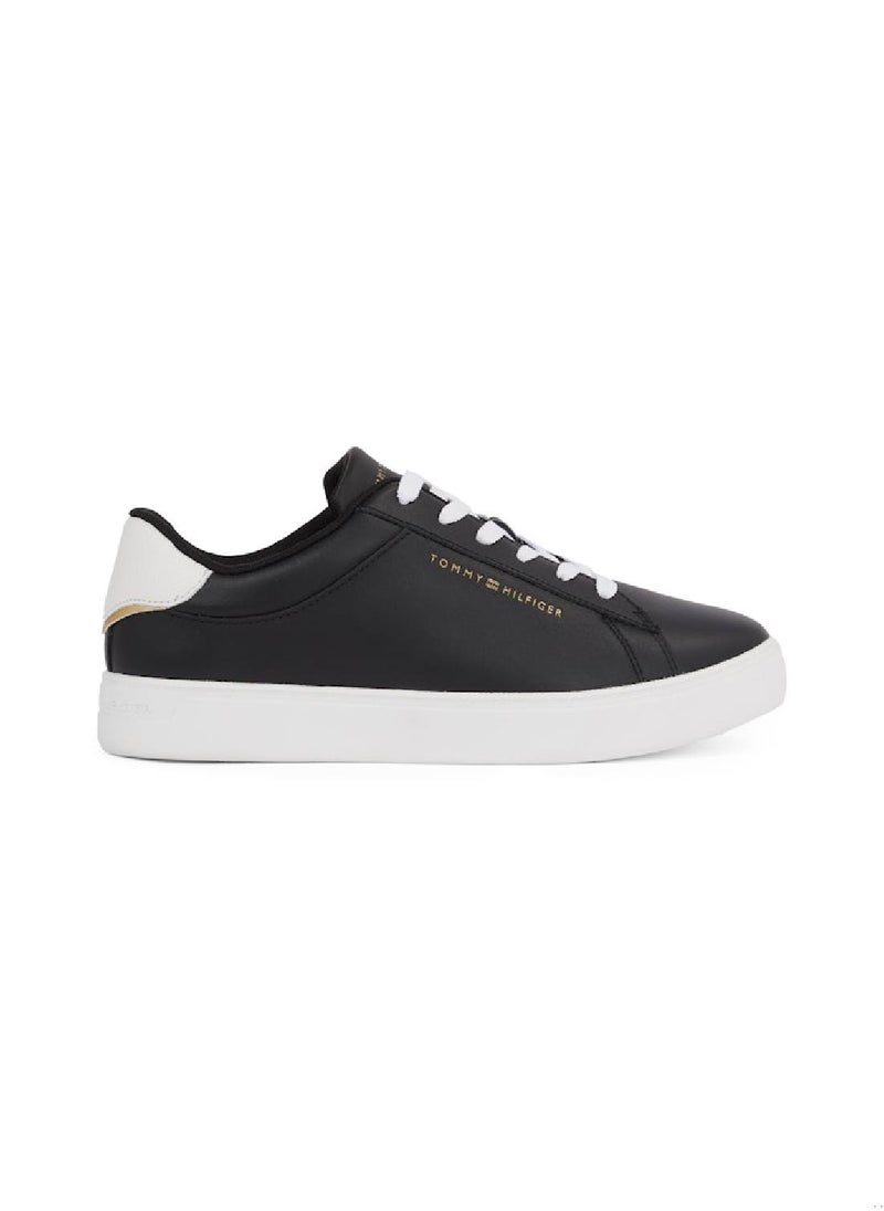 TOMMY HILFIGER Women's Essential Court Trainers - Leather, Black  - Image 1