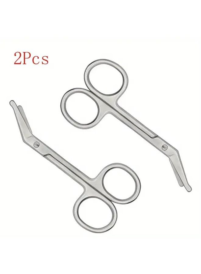 2pcs Stainless Steel Nursing Scissors for Ostomy Bandage Home Care Medical Use - Image 1
