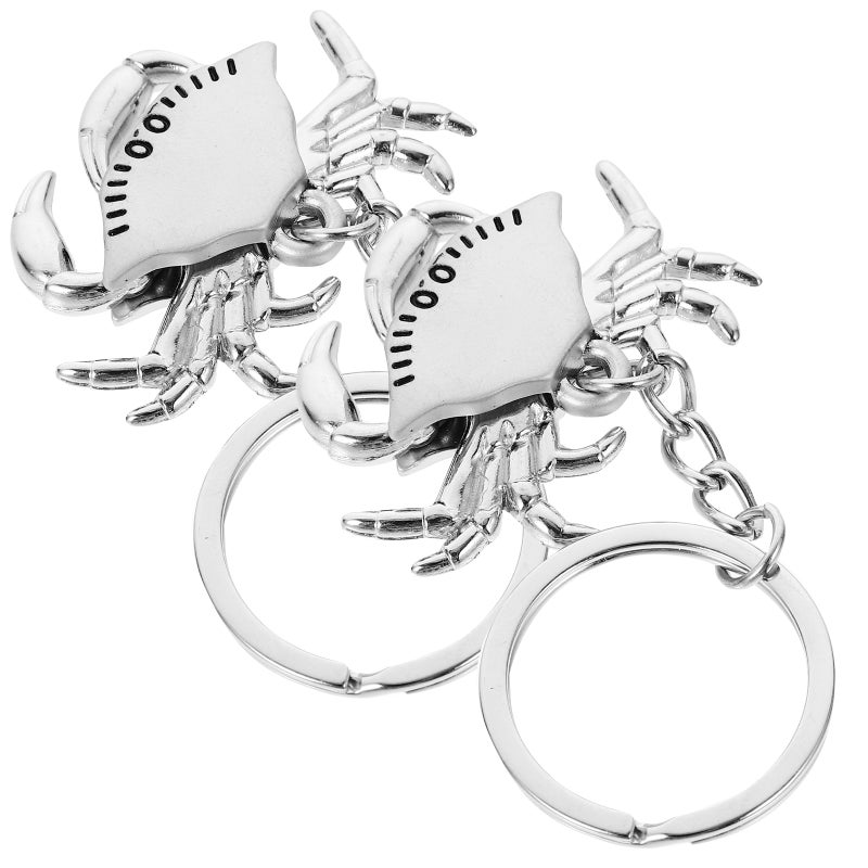 2pcs Car Key Chains Fashion Crab Keychains Zinc Alloy Crab Haning Keychains Key Holder - Image 1