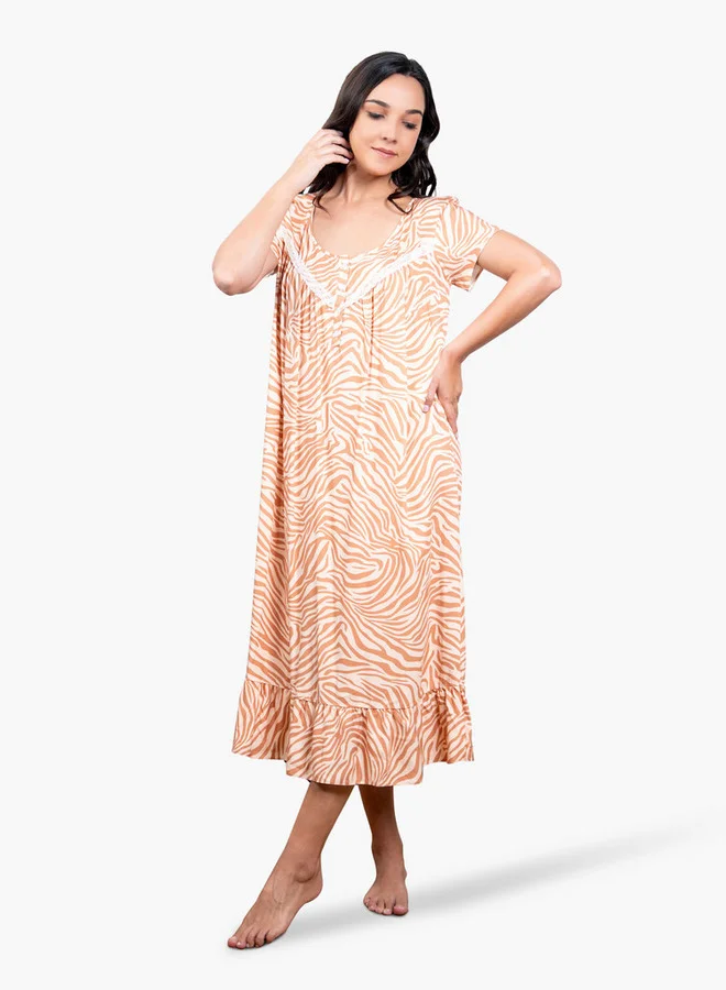 Aadaraya Animal Print Night Gown