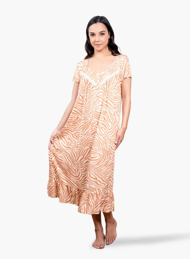 Aadaraya Animal Print Night Gown