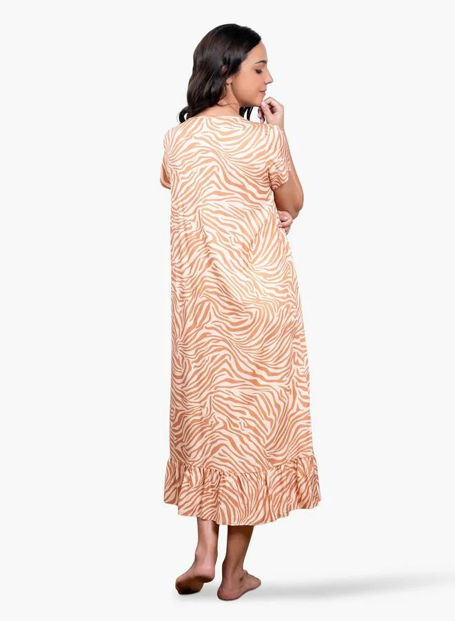 Aadaraya Animal Print Night Gown