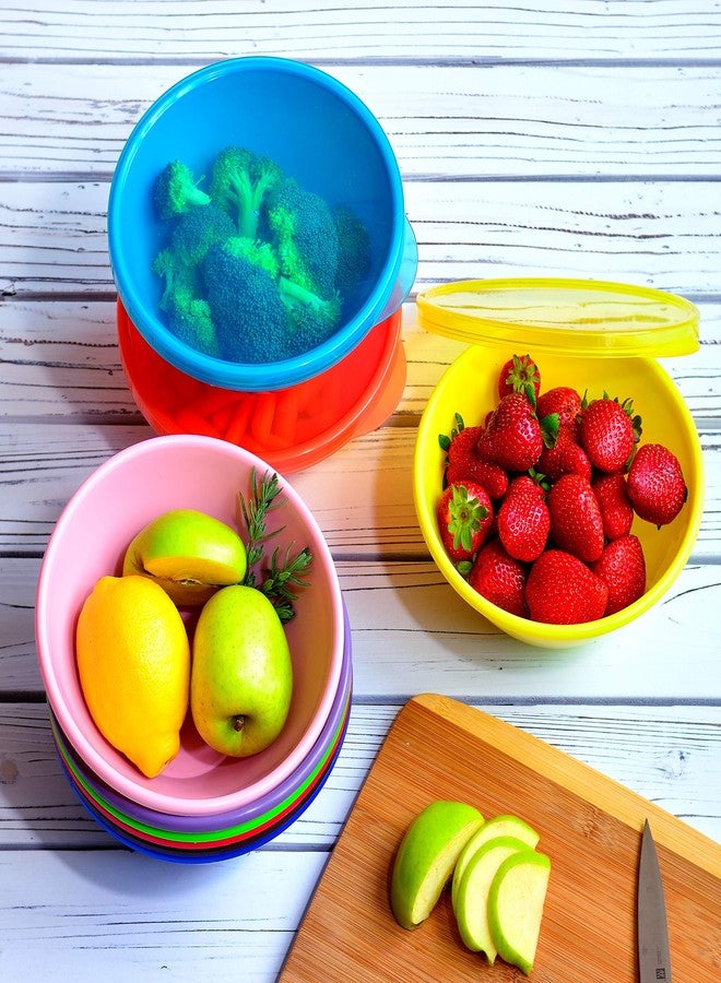 Youngever 32 Ounce Plastic Bowls with Lids, Large Cereal Bowls, Large Soup Bowls, Food Storage Containers, Set of 9 in 9 Assorted Colors - Image 5