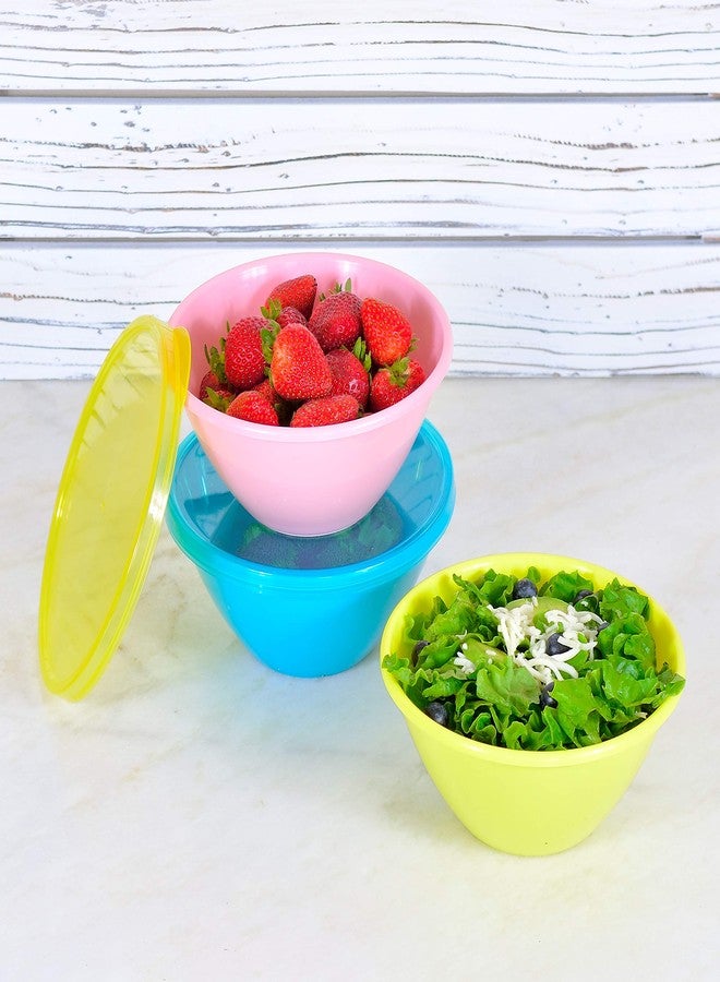 Youngever 32 Ounce Plastic Bowls with Lids, Large Cereal Bowls, Large Soup Bowls, Food Storage Containers, Set of 9 in 9 Assorted Colors - Image 4