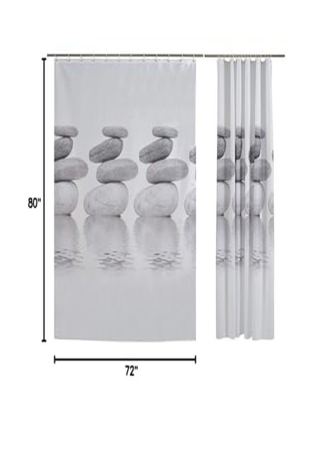 Riverbyland Grey Shower Curtains Zen Stacked Stones 80 x 72 - Image 2
