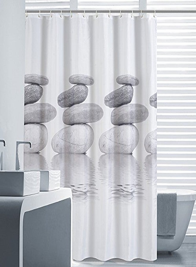 Riverbyland Grey Shower Curtains Zen Stacked Stones 80 x 72 - Image 1