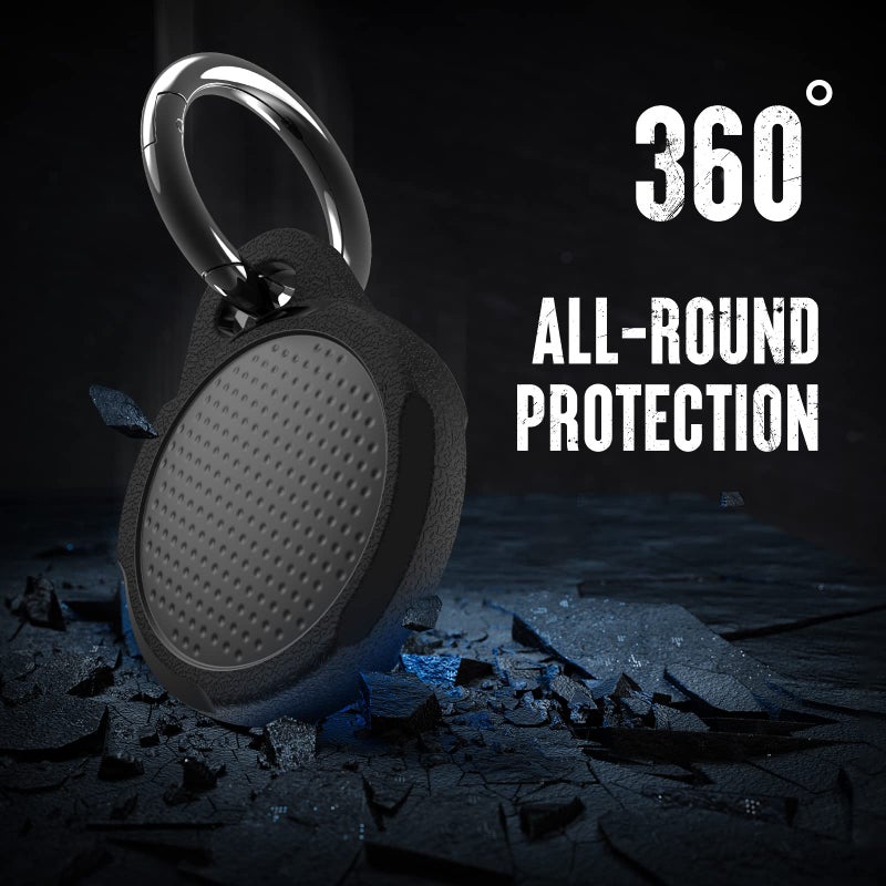 typecase حافظة مقاومة للماء لأير تاج، 4 حزمة حامل مفاتيح أير تاج متوافقة مع أبل أير تاج، حافظة واقية فائقة التحمل ضد الخدوش مع حلقة مفاتيح/حزام للأمتعة، حقيبة الظهر، طوق الكلب، أسود - Image 5