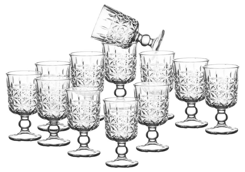 Forest Home Set of 12 glass cups with base for juice and all drinks and for all occasions and receptions Capacity 65 mm - Image 1