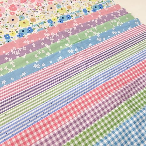 Antetek 7 pcs 20" x 20" Cotton Fabric DIY Making Supplies Quilting Patchwork Fabric Fat Quarter Bundles DIY for Quilting Cotton Patchwork Cushions (16pcs Flowers, 20" x 20") - Image 4