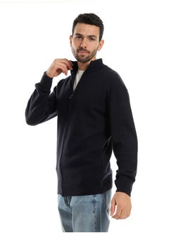 Andora Navy Blue Front Zipper Winter Sweater  - Image 2