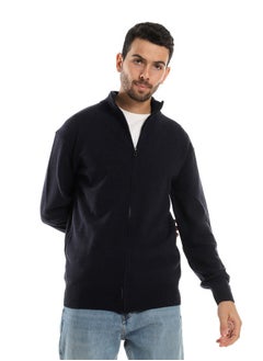 Andora Navy Blue Front Zipper Winter Sweater  - Image 1