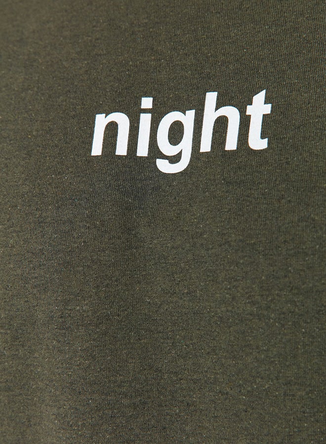 trendyol Khaki Printed Regular Fit Knitted Pajama Set - Image 4