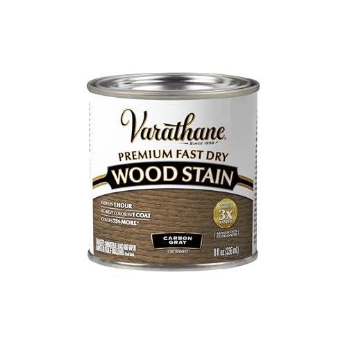 VARATHANE Rust-Oleum Varathane 307416 Premium Fast Dry Wood Stain, Carbon Gray, (Half Pint/236ml) - Image 1