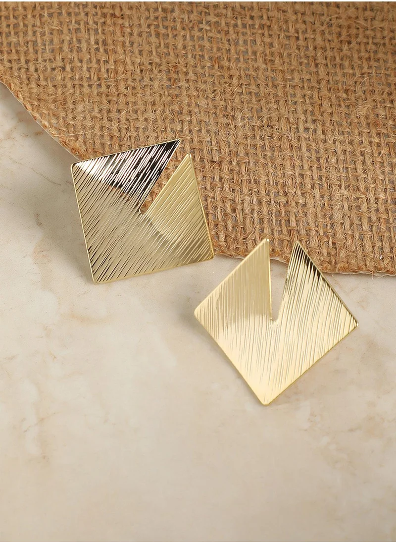 SOHI Dented Textured Rhombus Drop Earrings