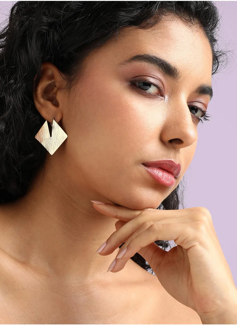 SOHI Dented Textured Rhombus Drop Earrings
