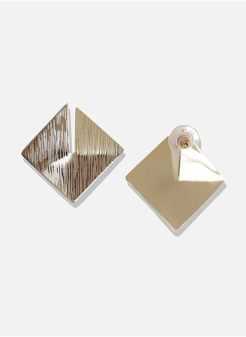 SOHI Dented Textured Rhombus Drop Earrings