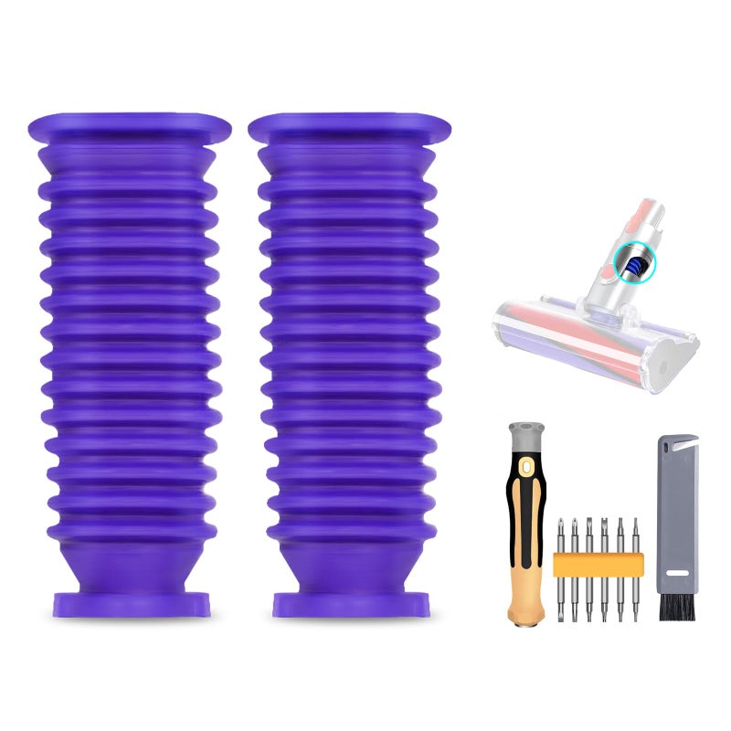 2 Pack Vacuum Lower Duct Hose Kit Compatible with Dyson V6V7V8V10V11V15 Soft Roller Cleaner HeadVacuum Attachment Replacement Parts for Home Cleaning 1 Set Screwdrivers 1 Clean Brush