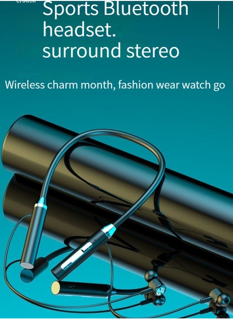 Generic Wireless Bluetooth Sports Headphones Hanging Neck Style Ultra-Long Standby Bluetooth Music Headphones Black  - Image 2