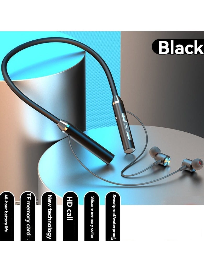 Generic Wireless Bluetooth Sports Headphones Hanging Neck Style Ultra-Long Standby Bluetooth Music Headphones Black  - Image 1