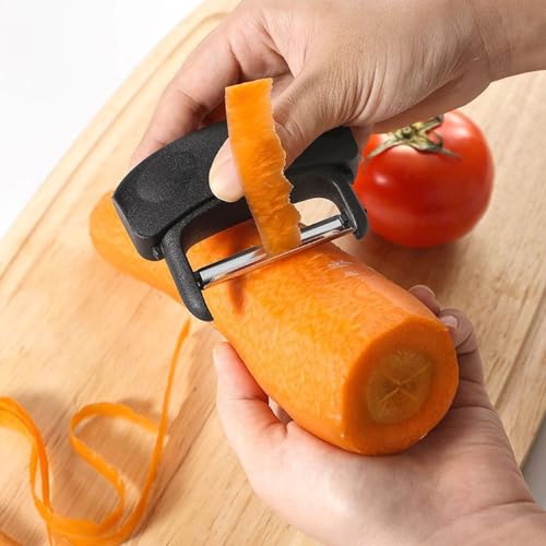 TOMATUS 2-in-1 Crinkle Cutter Knife - Stainless Steel Wavy Blade Vegetable & Fruit Slicer for Potatoes, Chips & Salads (Black) - Image 4