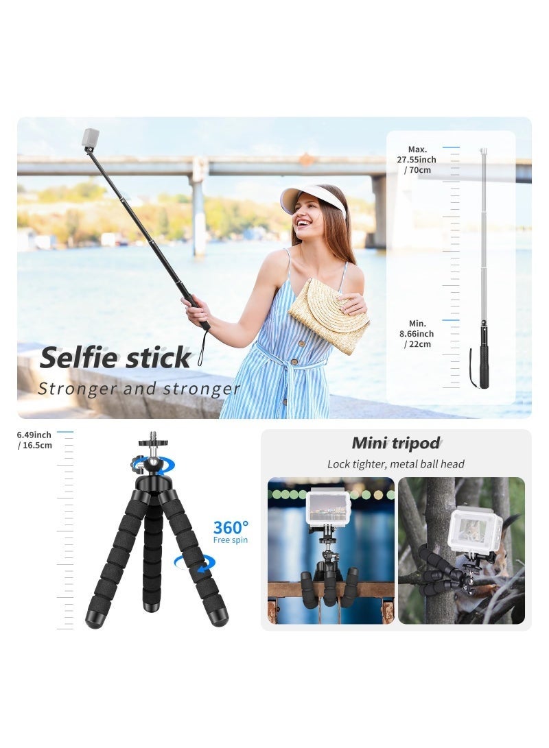 50 في 1 مجموعة ملحقات كاميرا أكشن 5 متوافقة مع GoPro Hero 13 12 11 DJI OSMO 4 3 2 Insta360 X4 X3 SJCAM AKASO VicTsing APEMAN Campark Sony Sports DV مع حامل عمود كاميرا GP-10 - Image 4