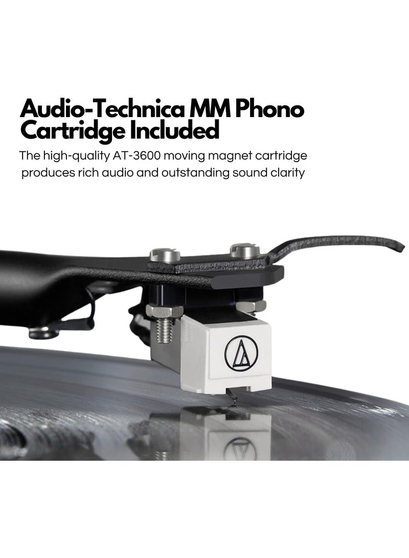 Steepletone SOHO Vinyl Record Player with 2 Bluetooth Speakers Made of Clear Acrylic Audio Technica AT-3600L Catridge Adjustable Counter-Weight 2 Speed Turntable - Image 4