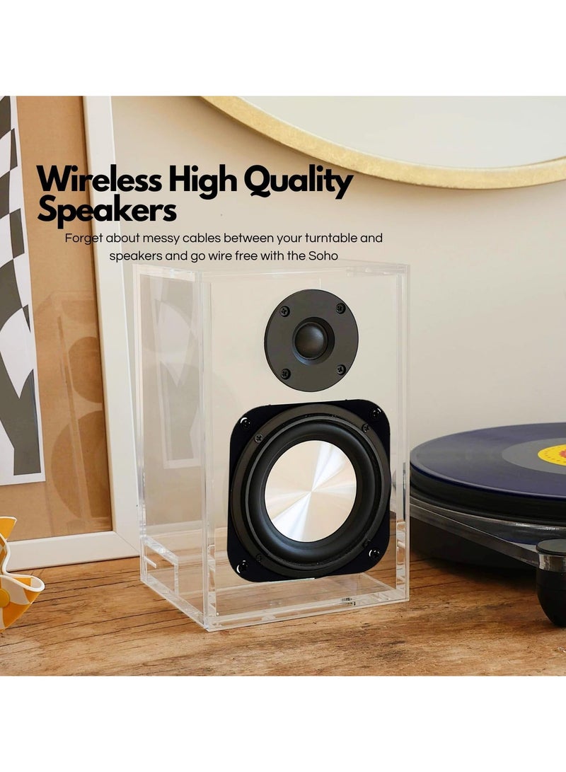 Steepletone SOHO Vinyl Record Player with 2 Bluetooth Speakers Made of Clear Acrylic Audio Technica AT-3600L Catridge Adjustable Counter-Weight 2 Speed Turntable - Image 5