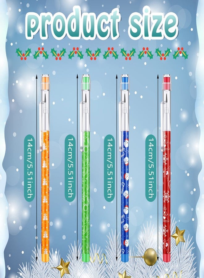 Teling Christmas Stackable Pencils Bulk with Eraser Translucent Pencil Multi Point Stackable Push Pencil Xmas Funny Christmas Winter Theme Pencil Set for School Office Student Teacher Supply(24 Pcs) - Image 2
