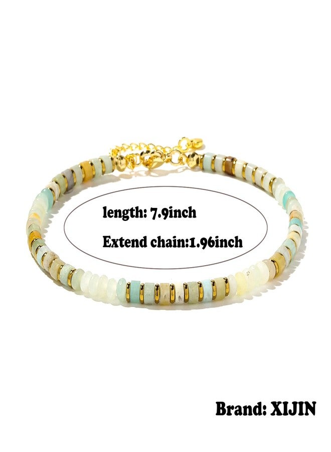 XIJIN Natural Stone Beaded Anklets for Women Handmade Beach Boho Turquoise Beads Ankle Bracelet Jewelry Gift for Her - Image 4