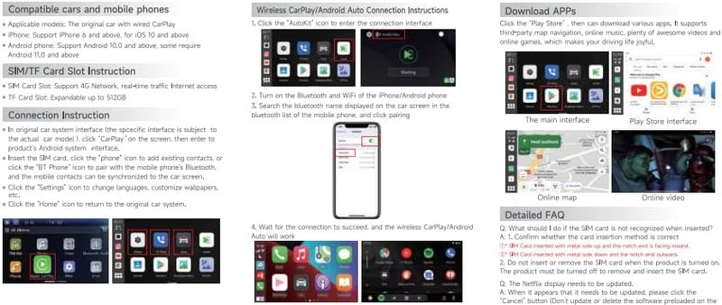Carlinkit Android 13 Ai Box LED الإصدار، Qualcomm 8 النواة، 8+128GB، محول 3 في 1 مع 4G خلوي، بث الفيديو، بطاقة SIM/TF، Google Play مدمج، مناسب فقط لسيارات CarPlay السلكية من المصنع
