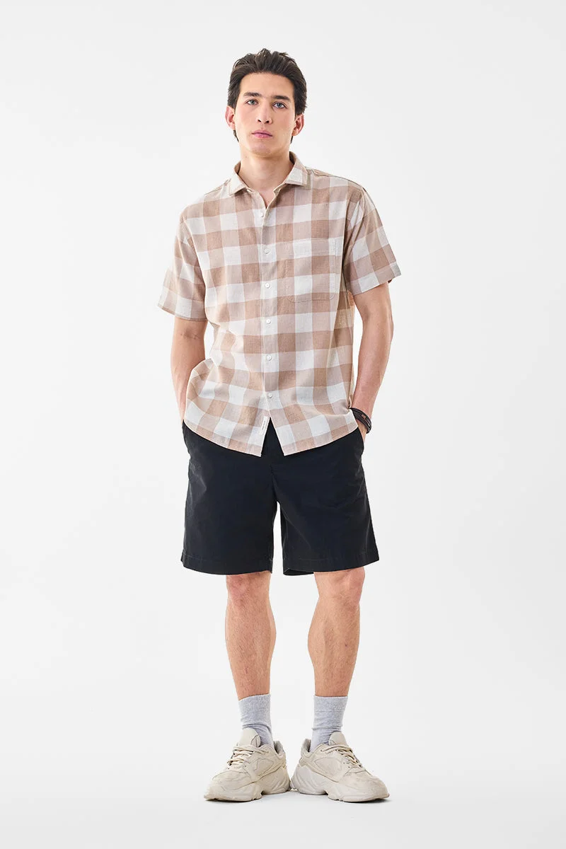 SNITCH قميص كاروهات بقصة عادية من مزيج الكتان