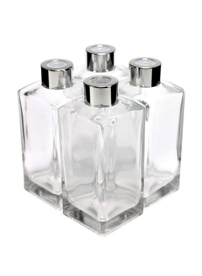 Feel Fragrance Feel Fragrance Glass Diffuser Bottles Diffuser Jars with Silver Caps Set of 4 - 5.5 inches High, 250ml 8.45 ounce. Fragrance Accessories Use for Diy Replacement Reed Diffuser Sets.  - Image 1