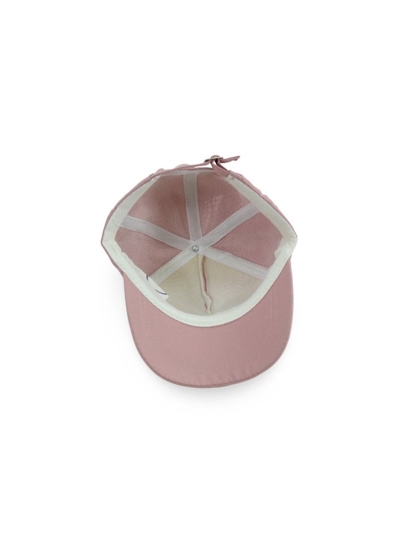 Fancy Girls Cotton Cap – Dusty Pink with Frog Design - Image 2