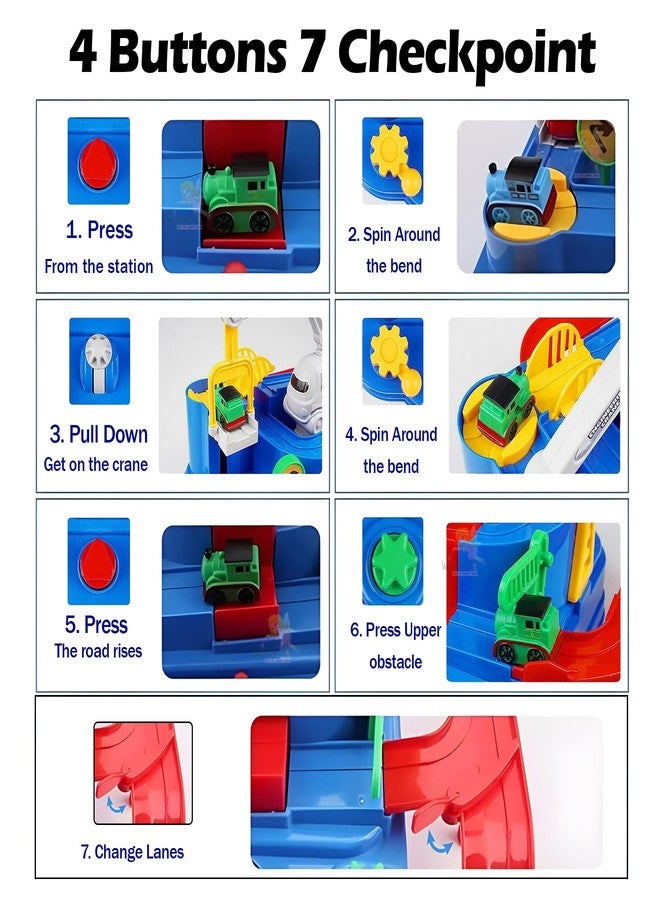 WISHKEY Plastic Train Adventure Toy, Mechanical Train Track Set with Mini Trains, Educational Multifunctional Train Race Track Set for Kids, Multicolor, 3+ Years (Set of 1) - Image 3