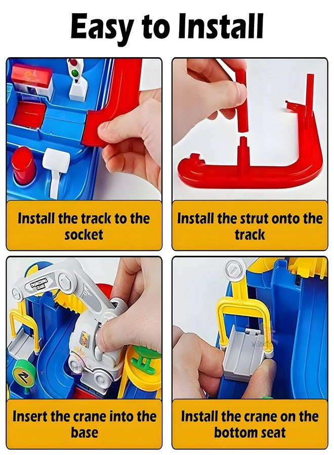 WISHKEY Plastic Train Adventure Toy, Mechanical Train Track Set with Mini Trains, Educational Multifunctional Train Race Track Set for Kids, Multicolor, 3+ Years (Set of 1) - Image 2