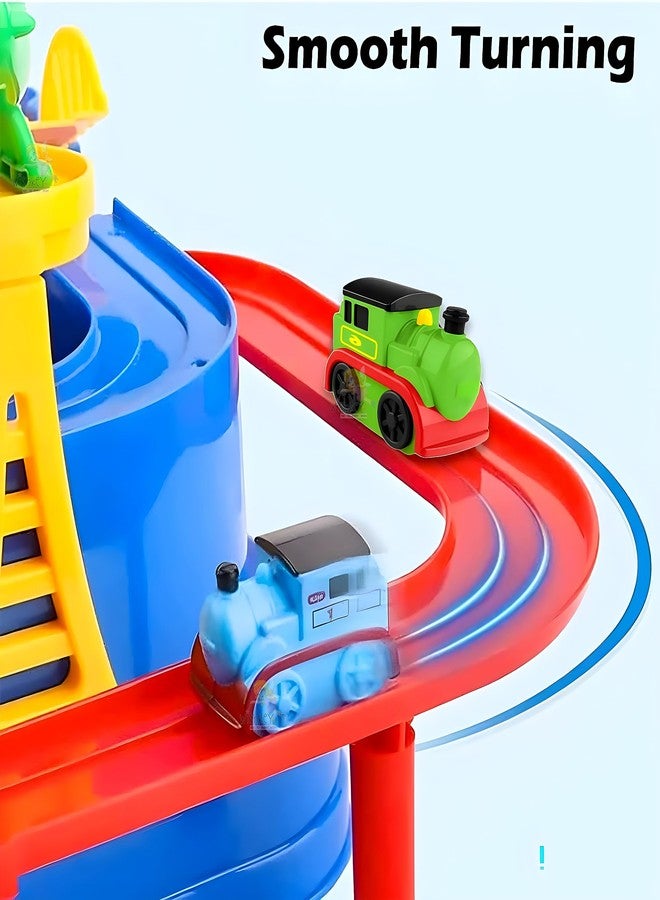WISHKEY Plastic Train Adventure Toy, Mechanical Train Track Set with Mini Trains, Educational Multifunctional Train Race Track Set for Kids, Multicolor, 3+ Years (Set of 1) - Image 5