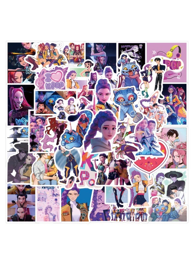 110Pcs Kpop Hunters Vinyl Huntrix Band Sticker Set, Kids Sticker, Waterproof Vinyl Decals, Laptop Sticker, Anime Character Collection Sticker for Laptop, Water Bottle Gifts Birthday Decorations (110PCS) - Image 1