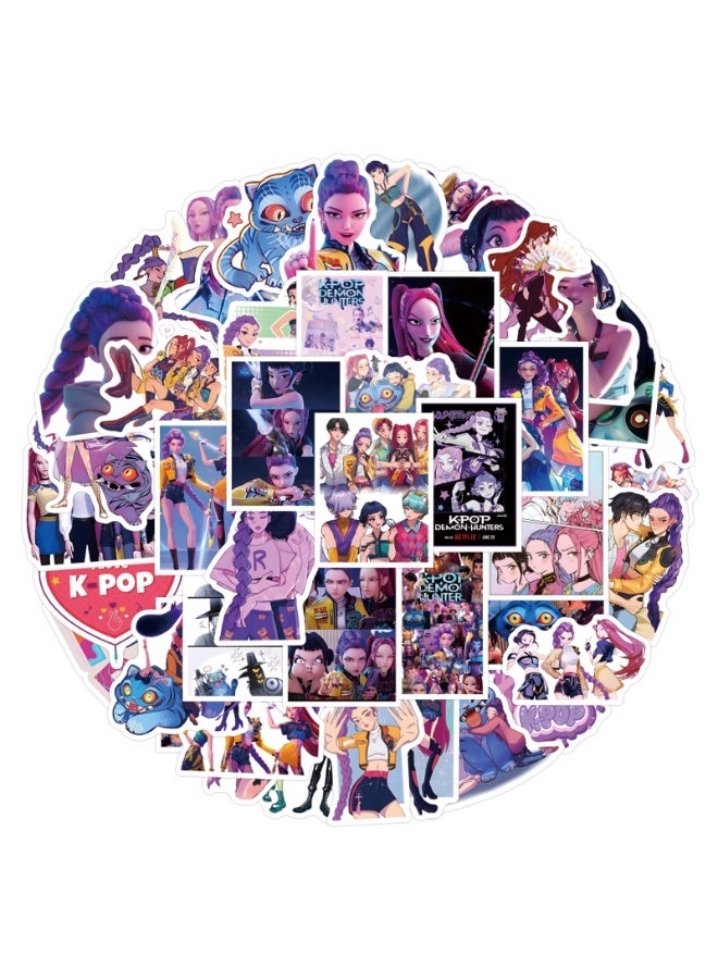 110Pcs Kpop Hunters Vinyl Huntrix Band Sticker Set, Kids Sticker, Waterproof Vinyl Decals, Laptop Sticker, Anime Character Collection Sticker for Laptop, Water Bottle Gifts Birthday Decorations (110PCS) - Image 2
