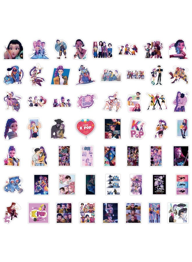 110Pcs Kpop Hunters Vinyl Huntrix Band Sticker Set, Kids Sticker, Waterproof Vinyl Decals, Laptop Sticker, Anime Character Collection Sticker for Laptop, Water Bottle Gifts Birthday Decorations (110PCS) - Image 4