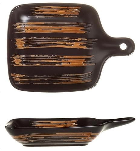 EZYHOME 9" Matt Finish Non-Slip Baking Tray with Handle Square Plate Japanese Style Dish Plate Porcelain Salad Plate for Handle, Platter for Pasta, Maggi, Noodles, Manchurian, Dessert, Ice Cream etc - Image 1