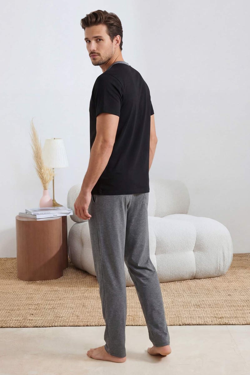 trendyol Black Regular Buttoned Collar Knitted Pajama Set Tmnss26Pt00033 - Image 3